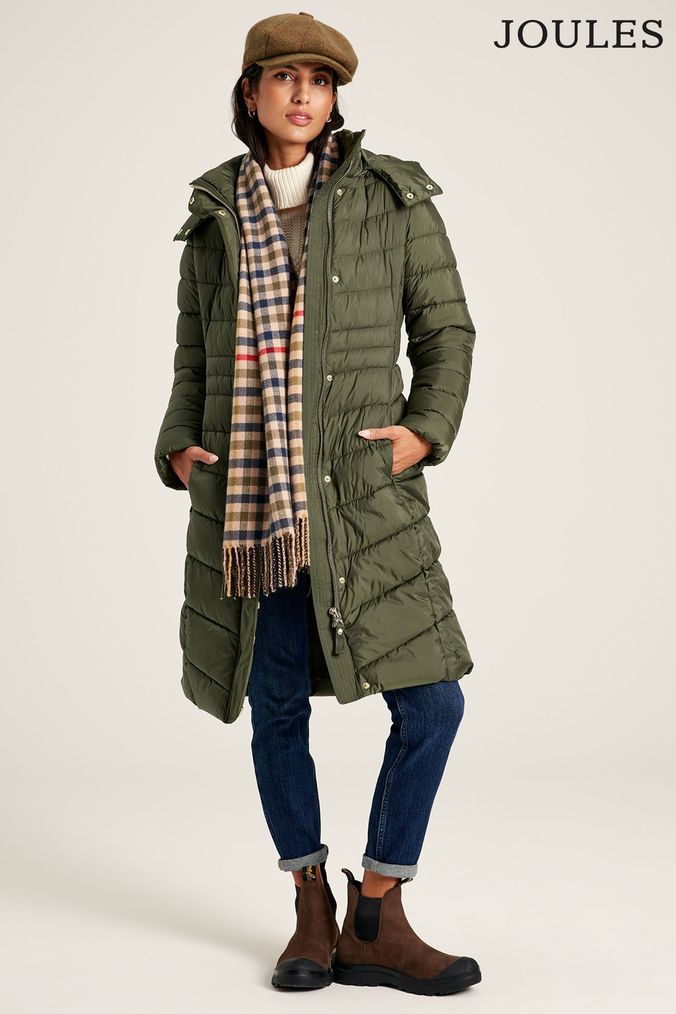 Joules long discount quilted coat