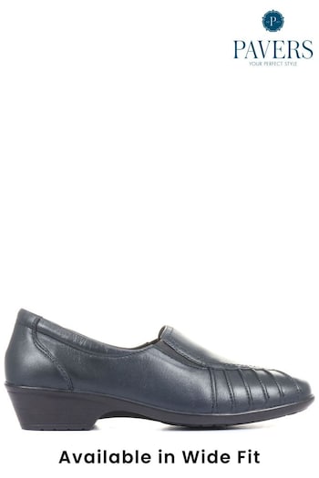 Pavers Blue Ladies Wide Fit Leather Slip-On Shoes (820501) | £45