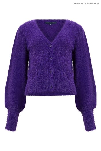 French Connection Purple Meena Fluffy Long Sleeve Cardigan (820641) | £69