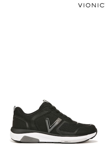 Vionic Leather Wstrider 001 Black Trainers (820721) | £140