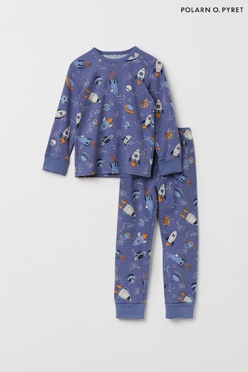 Polarn O Pyret Blue Organic Cotton Space Print Pyjamas (821279) | £28