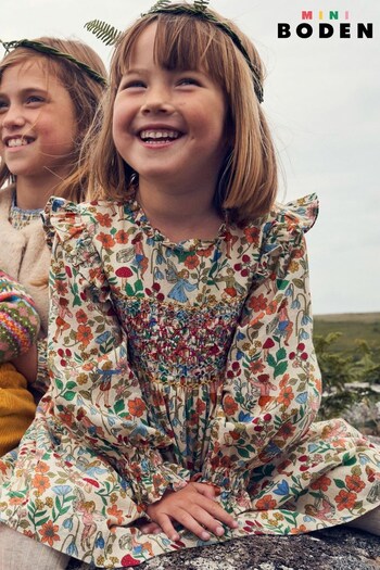 Boden Natural Fairy Printed Smocked Dress (821345) | £37 - £42
