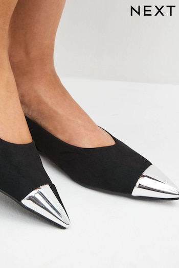 Black Forever Comfort® Metallic Toe Slingback Shoes (821886) | £36