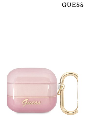Guess Pink Tpu Translucent Airpods Case with Metal Hook (821991) | £28