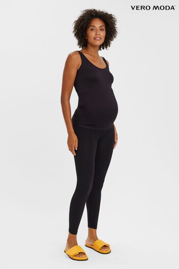 VERO MODA Black Maternity Ribbed Over The Bump Comfort Leggings (822020) | £18