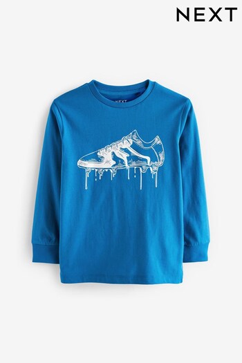 Cobalt Blue Football Boot Long Sleeve Graphic T-Shirt (3-16yrs) (822054) | £7 - £12