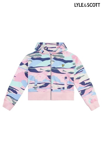 Lyle & Scott Girls Pink Print Zip-Up Hoodie (822211) | £65 - £78