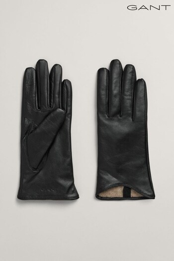 GANT Leather Black Gloves (822658) | £70
