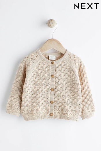 Neutral Pointelle Baby Knitted Cardigan (0mths-2yrs) (822878) | £12 - £14