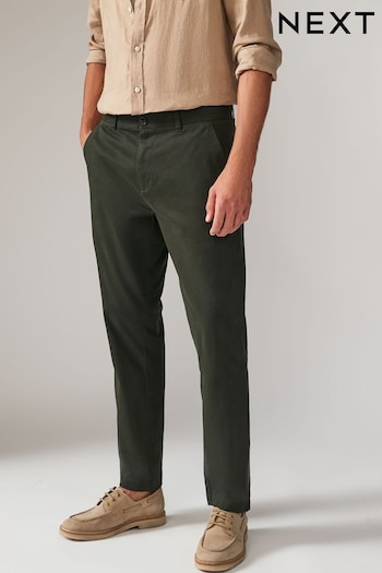 Green Khaki Slim Fit Stretch Printed Soft Touch Chino Trousers (822942) | £22