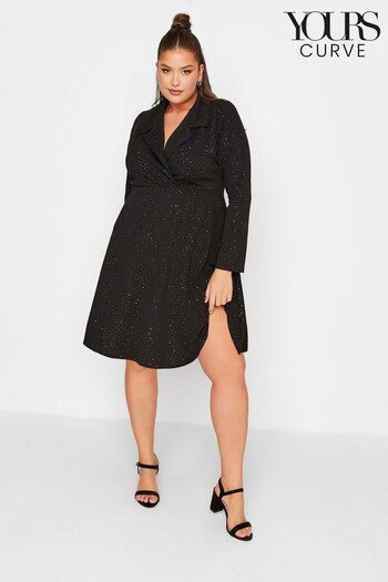 Yours Curve Black Limited Glitter Blazer Dress (823026) | £38