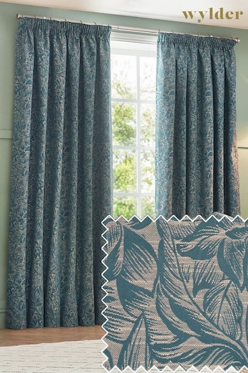 Wylder Nature Wedgewood Grantley Jacquard Pencil Pleat Curtains (823267) | £58 - £145