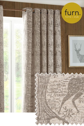 Furn Taupe Winter Woods Chenille Eyelet Curtains (823332) | £54 - £130