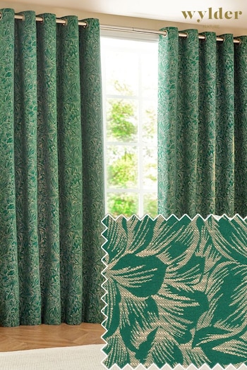 Wylder Nature Emerald Grantley Jacquard Eyelet Curtains (823333) | £60 - £150