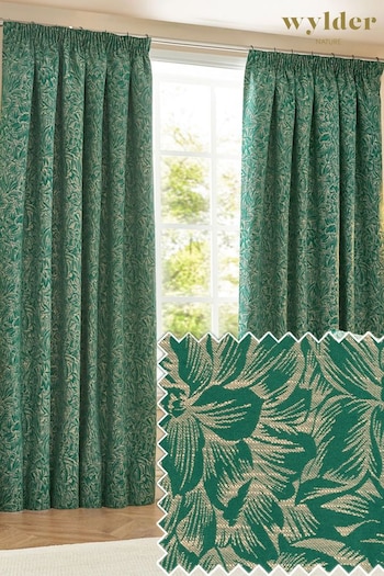 Wylder Nature Emerald Grantley Jacquard Pencil Pleat Curtains (823341) | £56 - £140