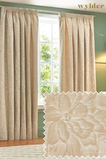 Wylder Nature Natural Grantley Jacquard Pencil Pleat Curtains (823414) | £58 - £145