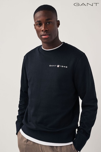 GANT Printed Graphic Crew Neck Black Sweatshirt (823434) | £80