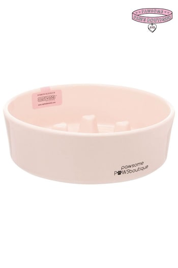 Pawsome Paws Boutique Pink Ceramic Slow Dog Feeder Bowl (823827) | £17