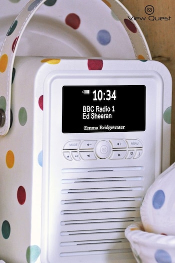 View Quest White Emma Bridgewater Polka Dot Retro Mini DAB Radio (823831) | £80