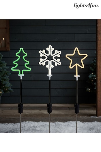 Lights4fun 3 Neon Christmas Stake Light (823866) | £45