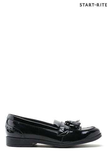 Start Rite Girls Sketch Slip On Black Leather School Shoes Jordan - F Fit (823973) | £52