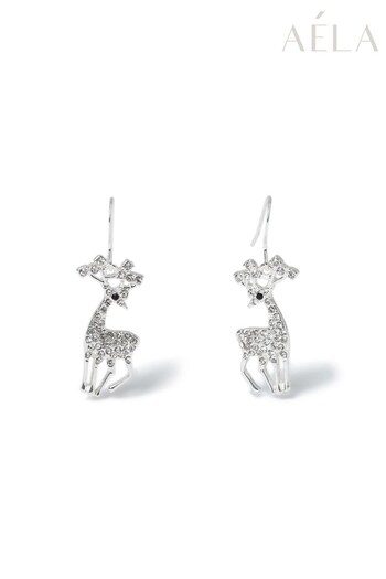 Aela Xmas Reindeer Drop White Earrings (824118) | £9