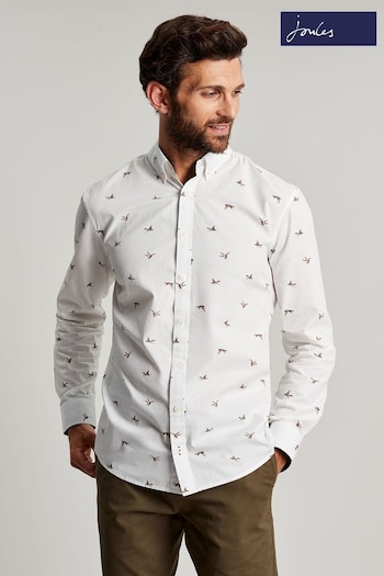 Joules Invitation White Long Sleeve Classic Fit Printed Shirt (824258) | £36.95