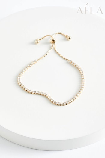 Aela Gold Tone Diamond Simulant Tennis Bracelet (824354) | £20