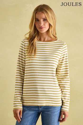 Joules New Harbour Cream Gold Boat Neck Breton Top (824463) | £32.95