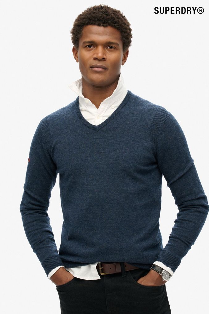 Mens V Neck Merino Woolen Knitwear Next Official Site