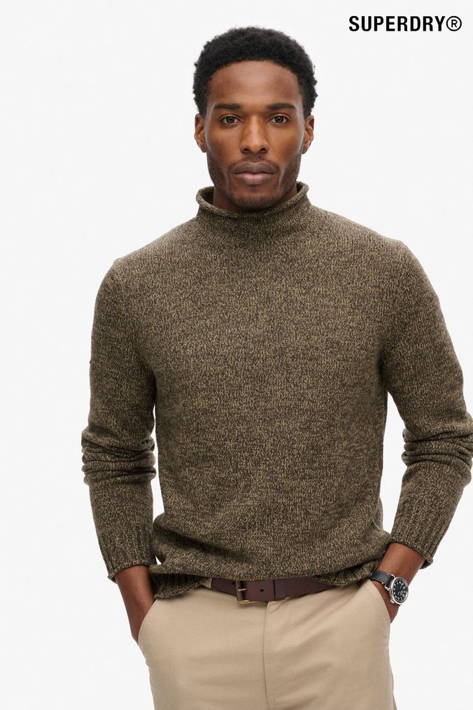 Buy Men s Green Jumpers Roll Neck Knitwear Online Next UK