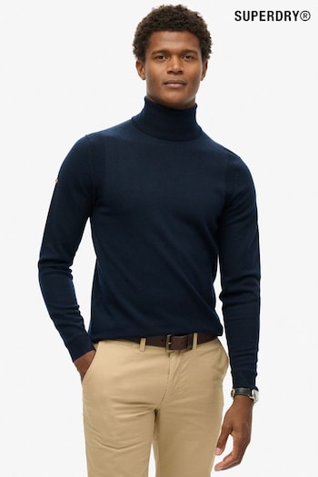 Superdry Darkest Navy Merino Roll Neck Jumper (824864) | £55