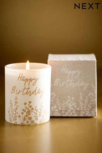Natural Happy Birthday Floral Candle (824940) | £8