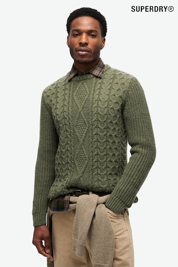 Superdry Moss Green Jacob Cable Jumper (825098) | £60