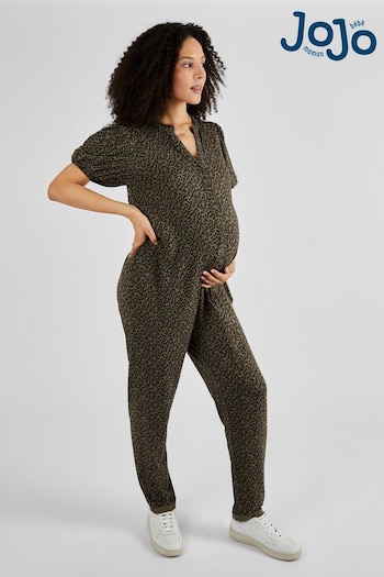 JoJo Maman Bébé Khaki Animal Print Maternity Jumpsuit (825110) | £46