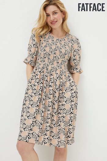 Fat Face Black Pacey Damask Floral Dress Tommy (825120) | £65