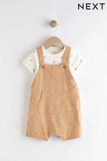 Rust Brown Baby Woven Dungaree and Bodysuit Set (0mths-2yrs) (825212) | £16 - £18