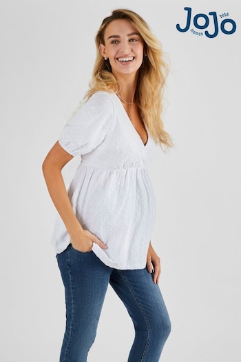 Nest of Tables White Broderie Maternity Top (825890) | £29.50