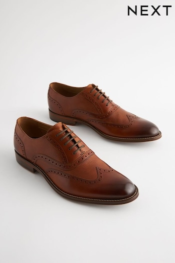 Tan Brown Leather Wing Cap Brogue shoes Balance (825934) | £65