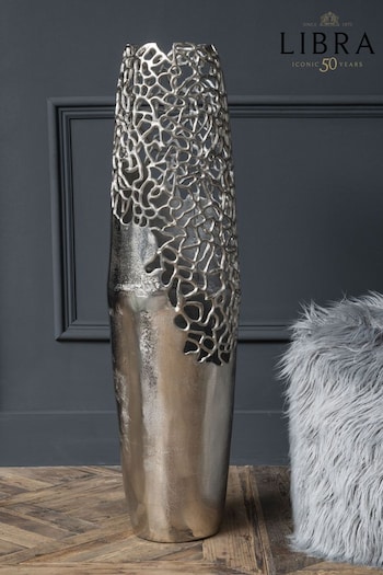 Libra Interiors Silver Apo Coral Small Textured Vase (825939) | £337