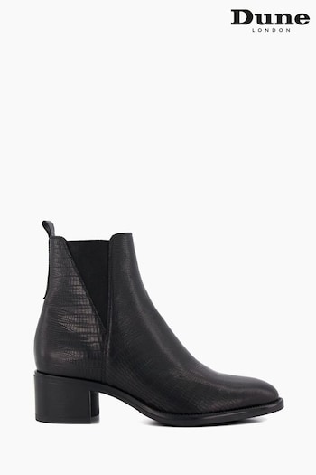 Dune London Black Pouring V Cut Elastic Heeled Boots (825963) | £150