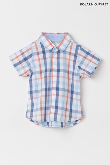 Polarn O. Pyret Blue Organic Cotton Checked Shirt (826228) | £8