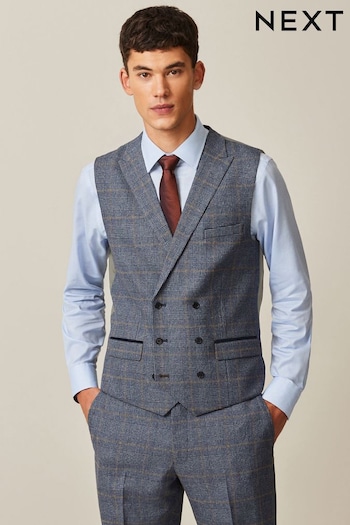 Blue Trimmed Check Suit Waistcoat (826284) | £45