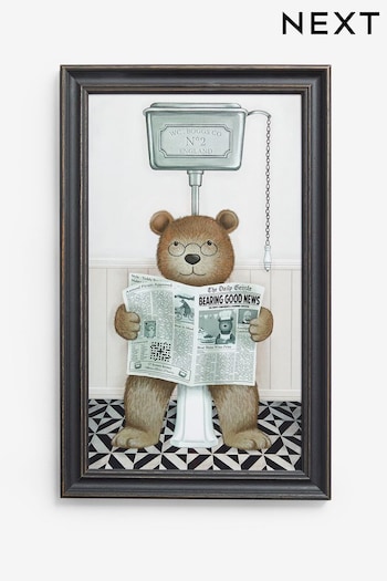 Black Bertie Bear on the Loo Framed Wall Art (826430) | £22