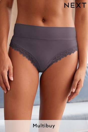 Blue High Rise High Leg Ultimate Comfort Brushed Lace Trim Knickers (826669) | £12