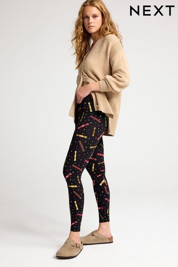 Black Festive Christmas Holiday Full Length Leggings (827203) | £14