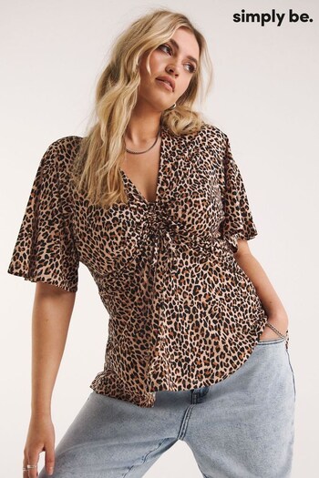 Simply Be Leopard Drawcord Brown Top (827293) | £24