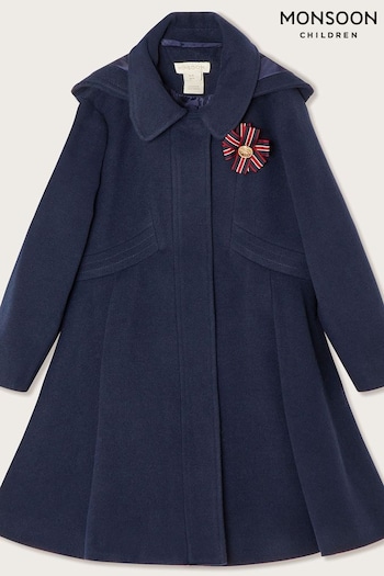 Monsoon Blue Corsage Detail Hooded Coat (827441) | £59 - £69
