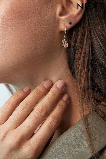 Gold Tone Christmas Candy Cane Earring Pack (828151) | £10