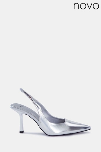 Novo Silver Wide Fit Zafu Slingback Court Shoes (828288) | £34